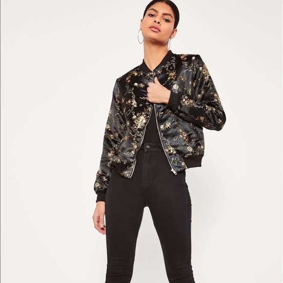New Missguided Jacquard Floral Bomber Jacket - Picture 5 of 6